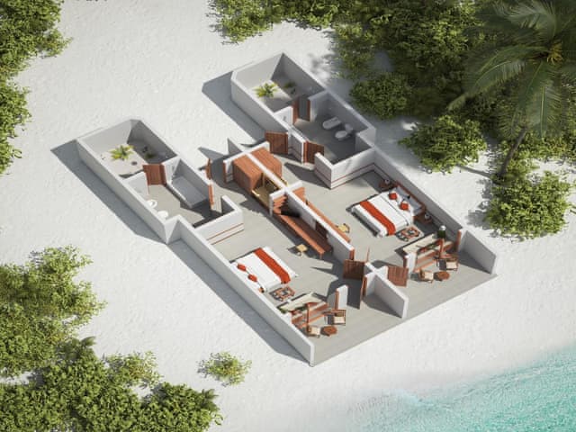 Two Bedroom Family Beach Villa with Two Pools