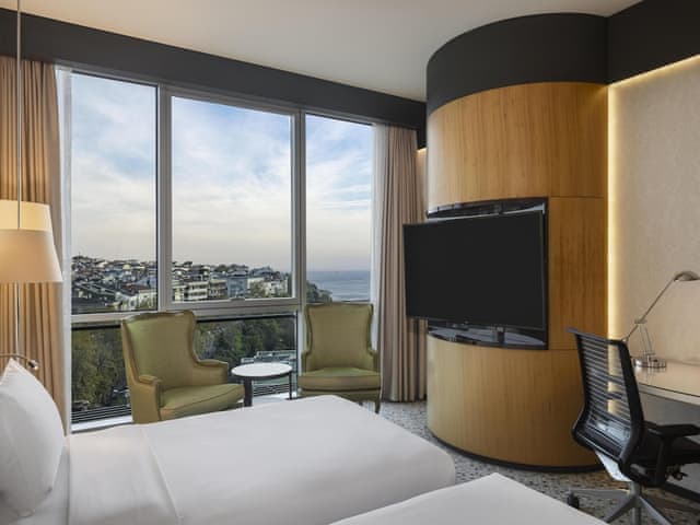 Deluxe Room, 2 Twin Beds, Partial Sea View