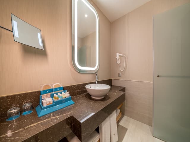 Family Room Pool Access via Stairs