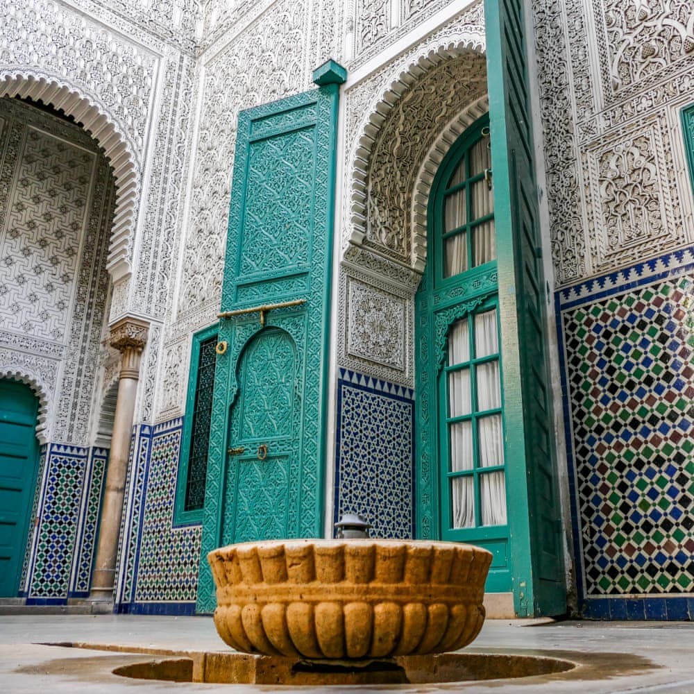 Zellīj mosaic tilework in riad's interior