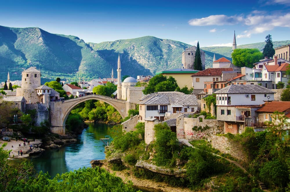 Mostar in Bosnia and Herzegovina, with its harmonious blend of Ottoman and European influences