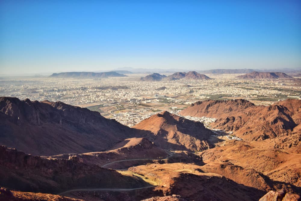 Blick auf Medina vom Gipfel des Berges Uhud