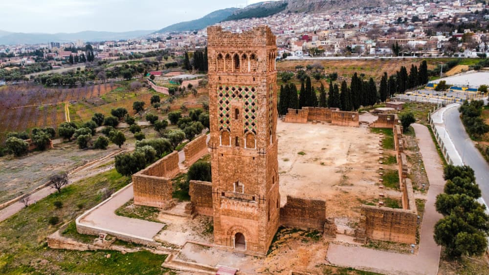 Mansourah Mosque, a ruined historic mosque in Tlemcen Province, founded during Marinid rule in 1303