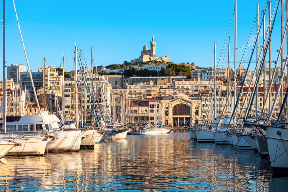 Basilica of Notre-Dame-de-la-Garde overlooking the Old Port of Marseille
