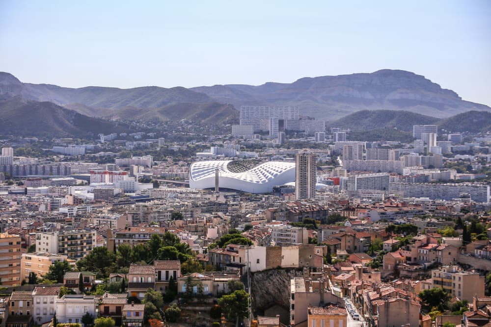 Panoramic view of Marseille and the Orange Velodrome