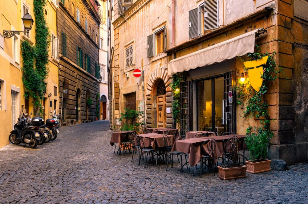 Picturesque cobbled street in Trastevere