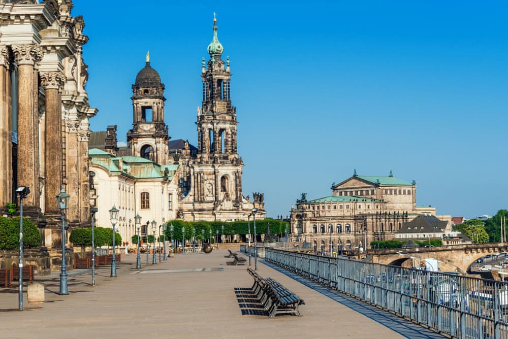 Historic architectural ensemble along Brühl's Terrace