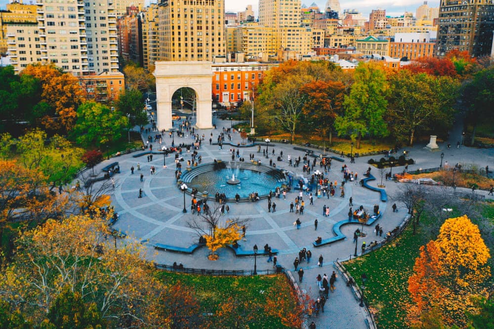 Washington square park in Greenwich village, lower Manhattan in New York city