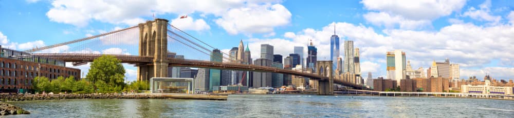 New York City Brooklyn Bridge Panorama with Manhattan Skyline