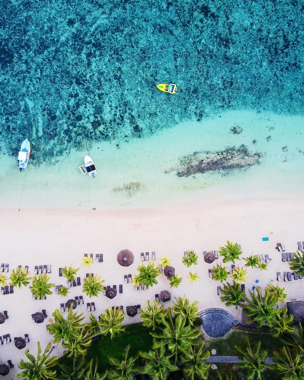 Aerial view of a Mauritian beach