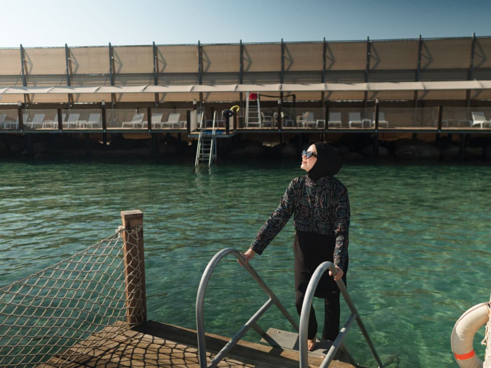 Women-only beach area at Wome Deluxe