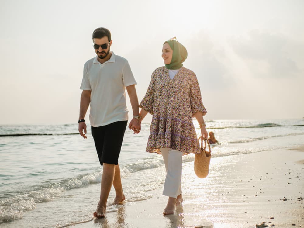 Beach walk in the Maldives